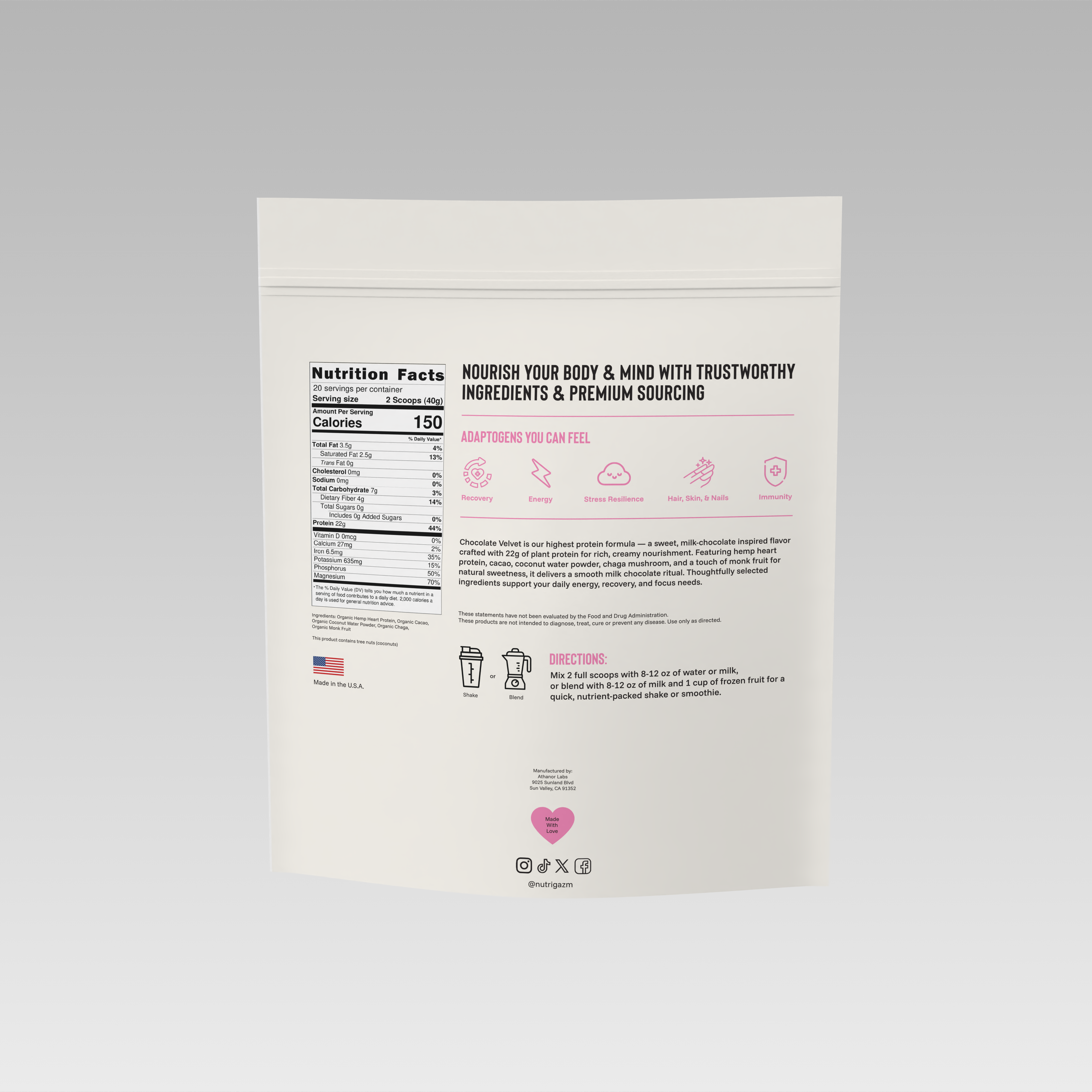 Adaptogenic Protein Powder - Chocolate Velvet