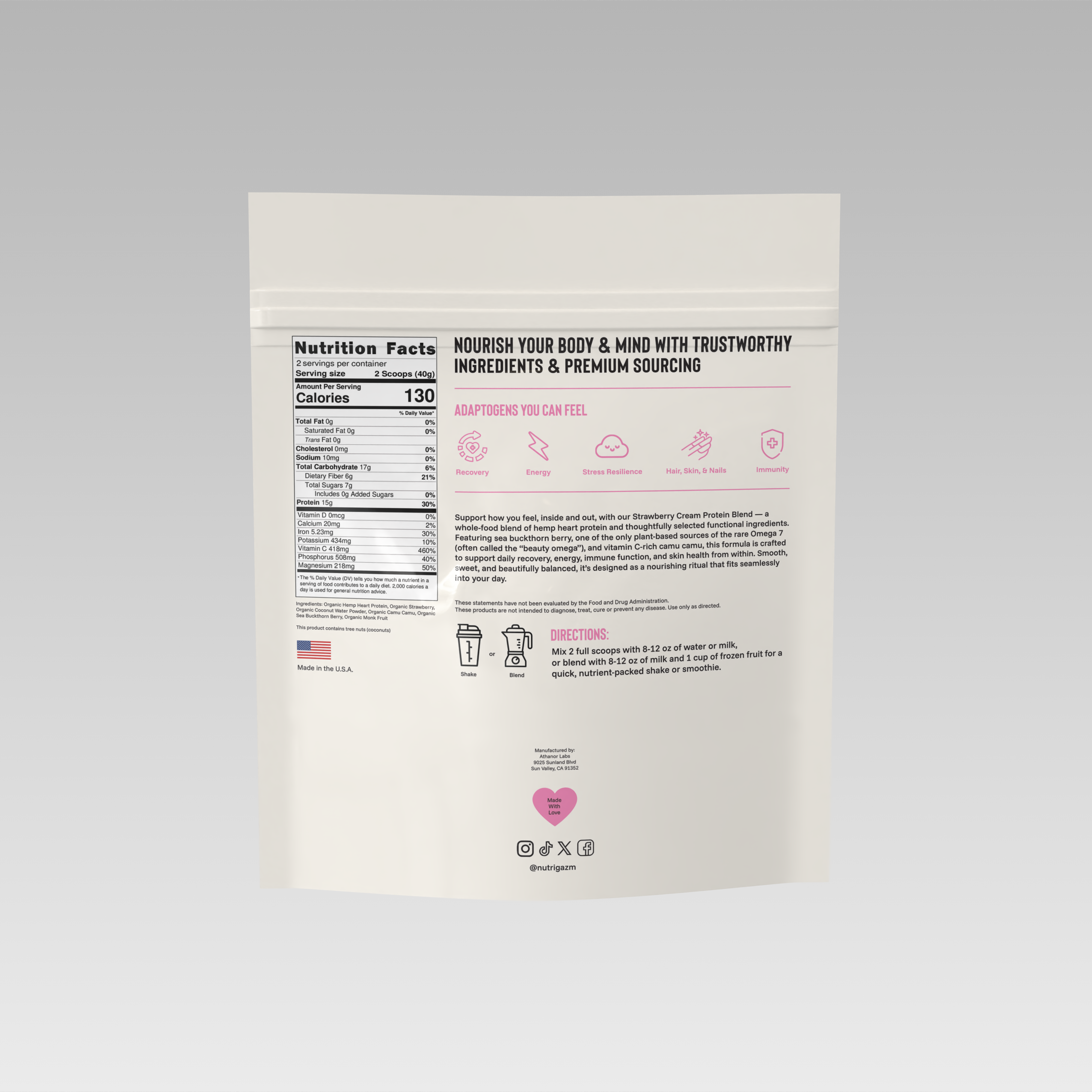 Adaptogenic Protein Blend (Strawberry Cream) - Travel Size