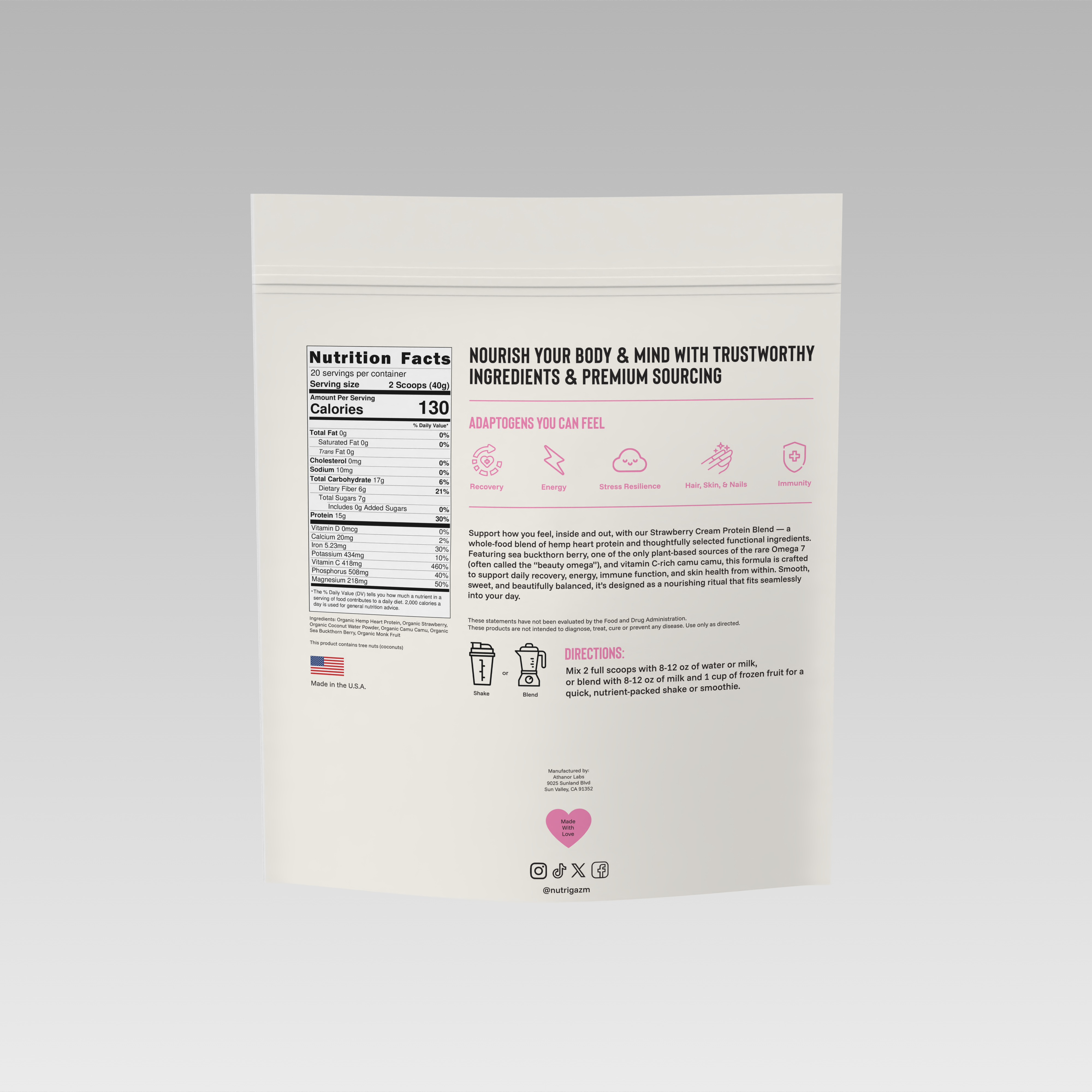 Adaptogenic Protein Blend (Strawberry Cream)